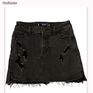😍 Hollister Mini Jean Skirt Size 24 Girl Black Jean Distressed 100% Cotton😍